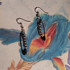 Handmade Seed Bead Safety Pin Earrings